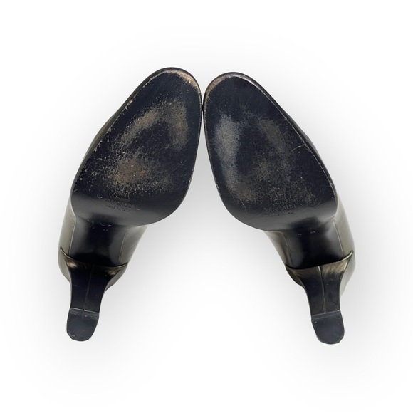 Vintage: Pancaldi ❁ Italian Leather Heeled Loafers ❁ Metallic Gunmetal ❁ 6M ❁ - Picture 12 of 16